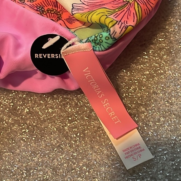 Victoria’s Secret Reversible Boho Bikini TOP floral and pink Top S New w/o tag - Picture 9 of 9